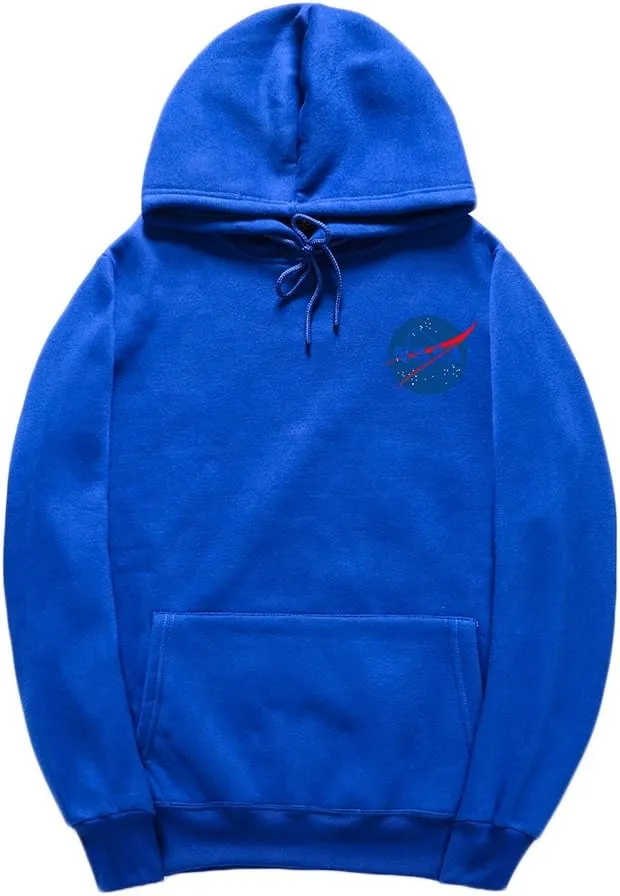 CORIRESHA Fashion NASA Logo Print Hoodie Sweatshirt with Pocket(Smaller Than Standard Size)