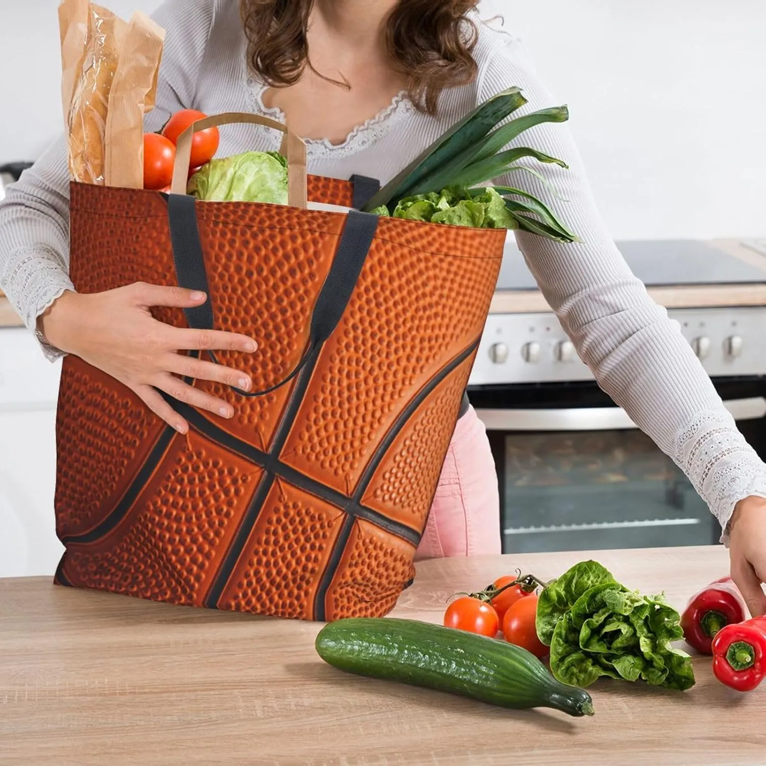 cracked print Reusable Grocery bags Big Capacity Shopping Bag Canvas Shoulder Tote Handbag for Women Girls