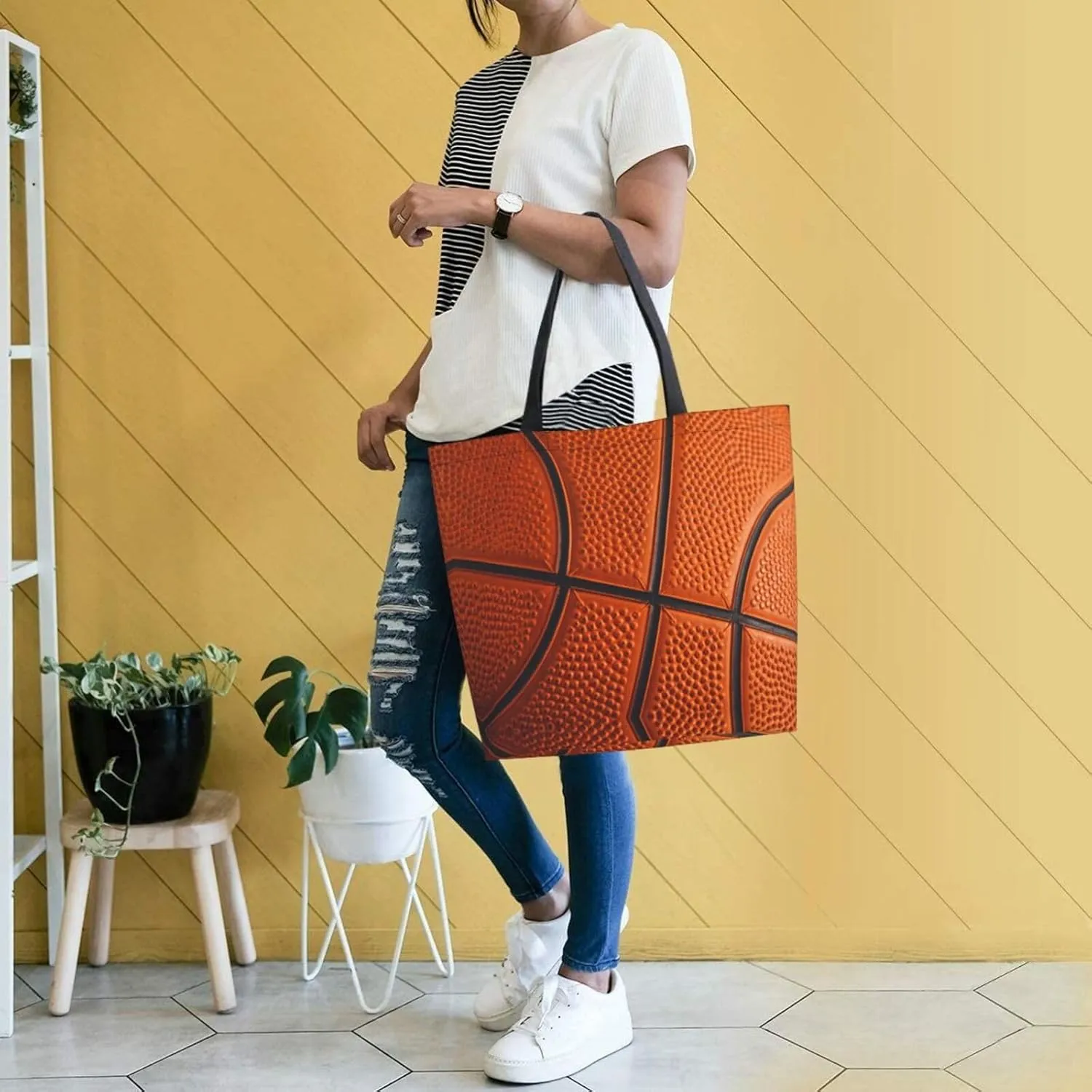 cracked print Reusable Grocery bags Big Capacity Shopping Bag Canvas Shoulder Tote Handbag for Women Girls