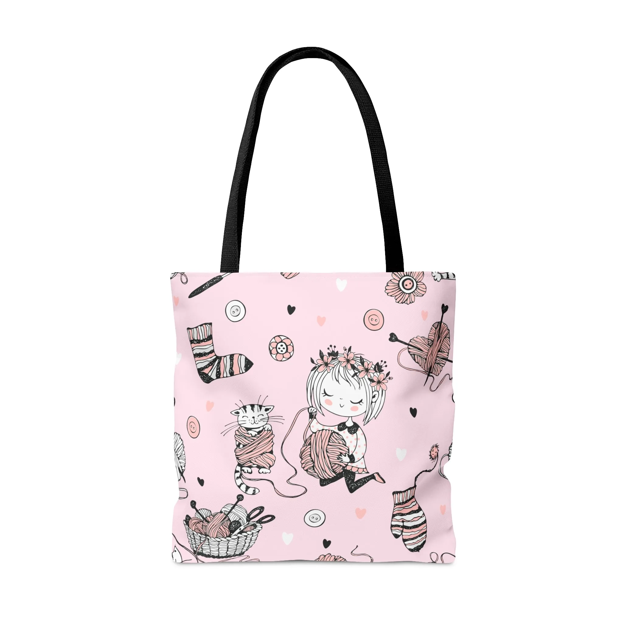 Craft, Crochet or Knitting Tote Bag, Yarn Storage Shoulder Bags, Gift for Knitter, Crafter, Grocery Shopping, School, Resusable, Travel Bag