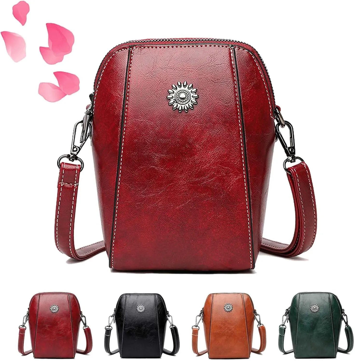 Crossbody Bag Leather, Handbag, Crossbody Purse, Retro All-Match Vertical Cellphone Bag