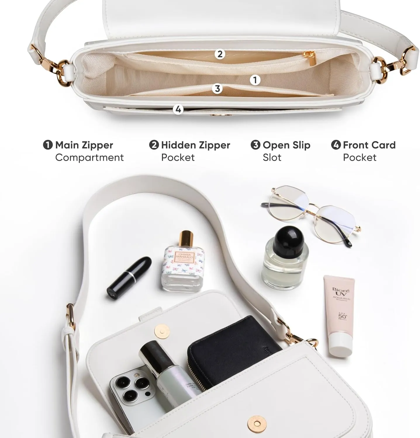 Crossbody Bags for Women Leather Shoulder Bag Women Purse and Handbags with 2 Removable Straps
