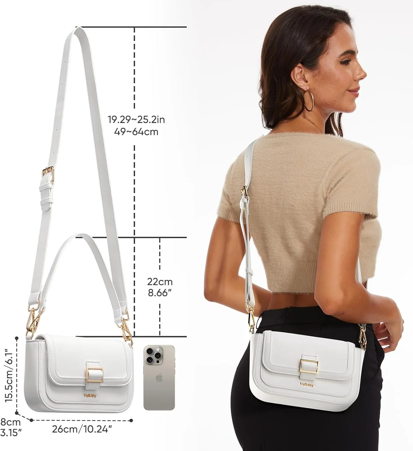 Crossbody Bags for Women Leather Shoulder Bag Women Purse and Handbags with 2 Removable Straps