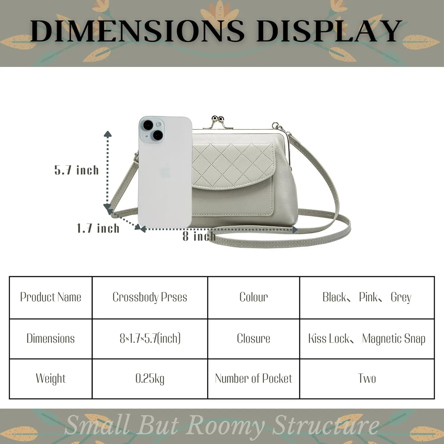 Crossbody Bags for Women Small Kiss Lock Shoulder Bags Phone Purse
