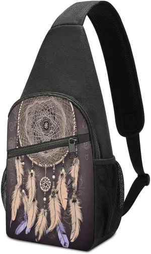 Crossbody Shoulder Chest Bags,Dream Catcher Print Crossbody Shoulder Bag,Casual Sling Shoulder Backpack For Travel Hiking Sports