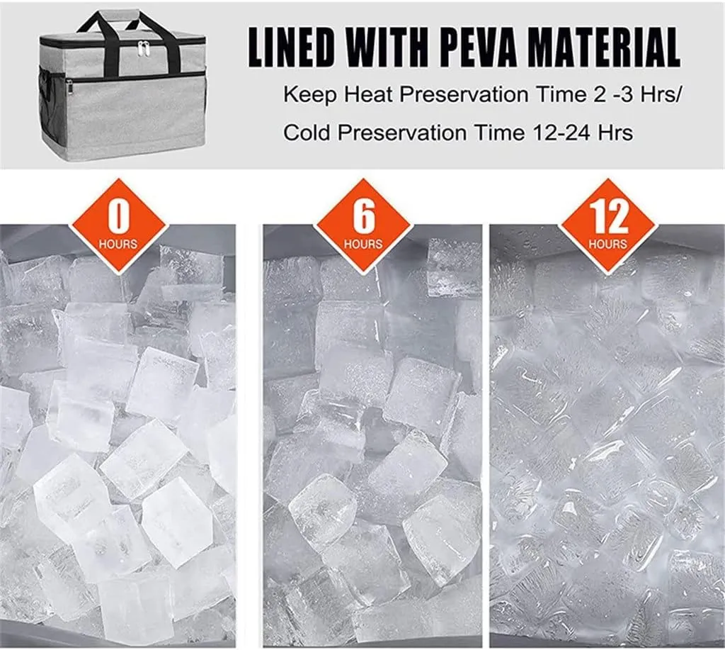 CSCDD Heat Insulated Leakproof Heat Reusable Hand Lunch Bag With Detachable Shoulder Strap Lunch Bag 33L Foldable