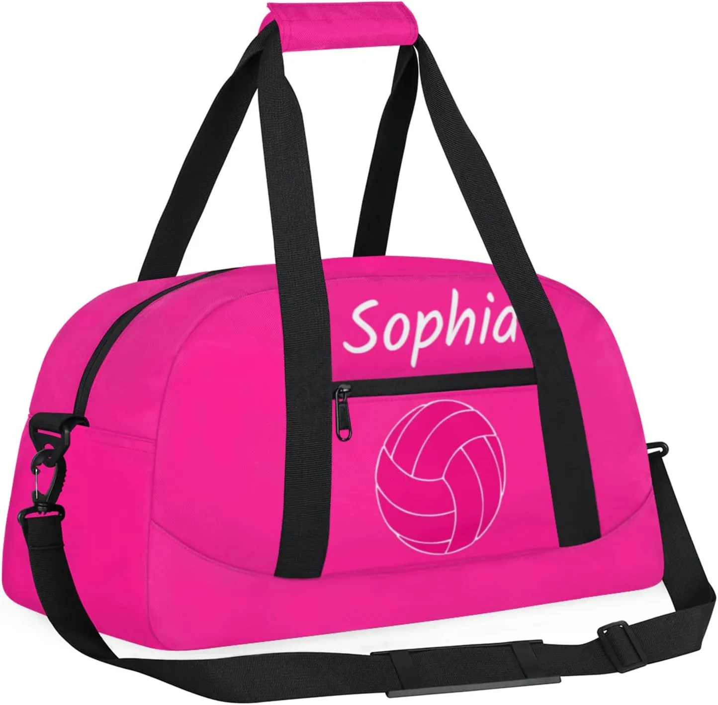 Custom Kids Duffel Bags with Name - Lightweight Gym Bag for Boys & Girls, Personalized Sports Backpack for Workout, and Travel Pink Volleyball
