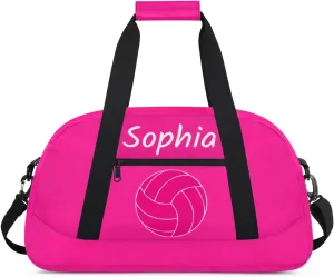 Custom Kids Duffel Bags with Name - Lightweight Gym Bag for Boys & Girls, Personalized Sports Backpack for Workout, and Travel Pink Volleyball