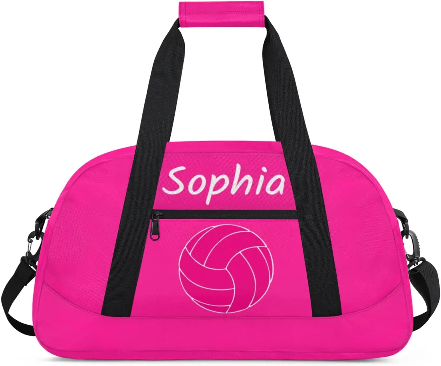 Custom Kids Duffel Bags with Name - Lightweight Gym Bag for Boys & Girls, Personalized Sports Backpack for Workout, and Travel Pink Volleyball