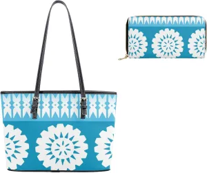 Custom Logo Women'S Shoulder Bag Hawaiian Style Tropical Flower Polynesian Pu Leather Handbag Purse Set