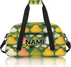 Custom Pear Pattern Small Gym Bag 18 inch for Women Men Personalized Fruits Carry On Overnight Weekender Bag for Travel Work Dance Sport
