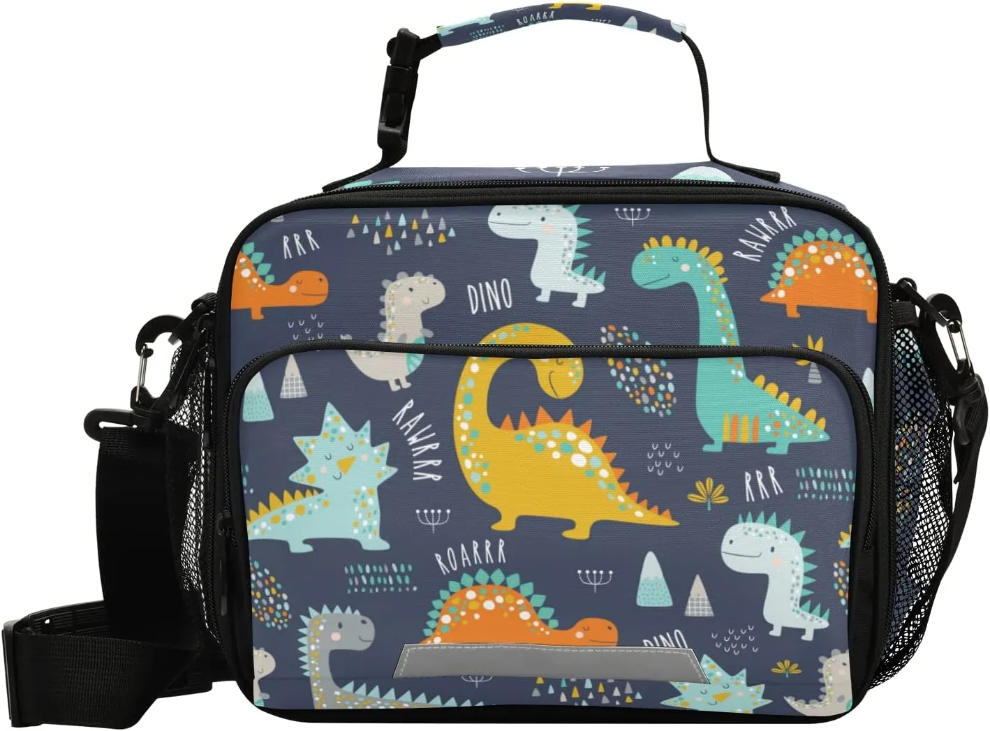 Cute Dinosaur Lunch Box Insulated Lunch Bag Boys Girls Cooler Tote Kids Shoulder Strap Reusable for School Picnic Travel Office
