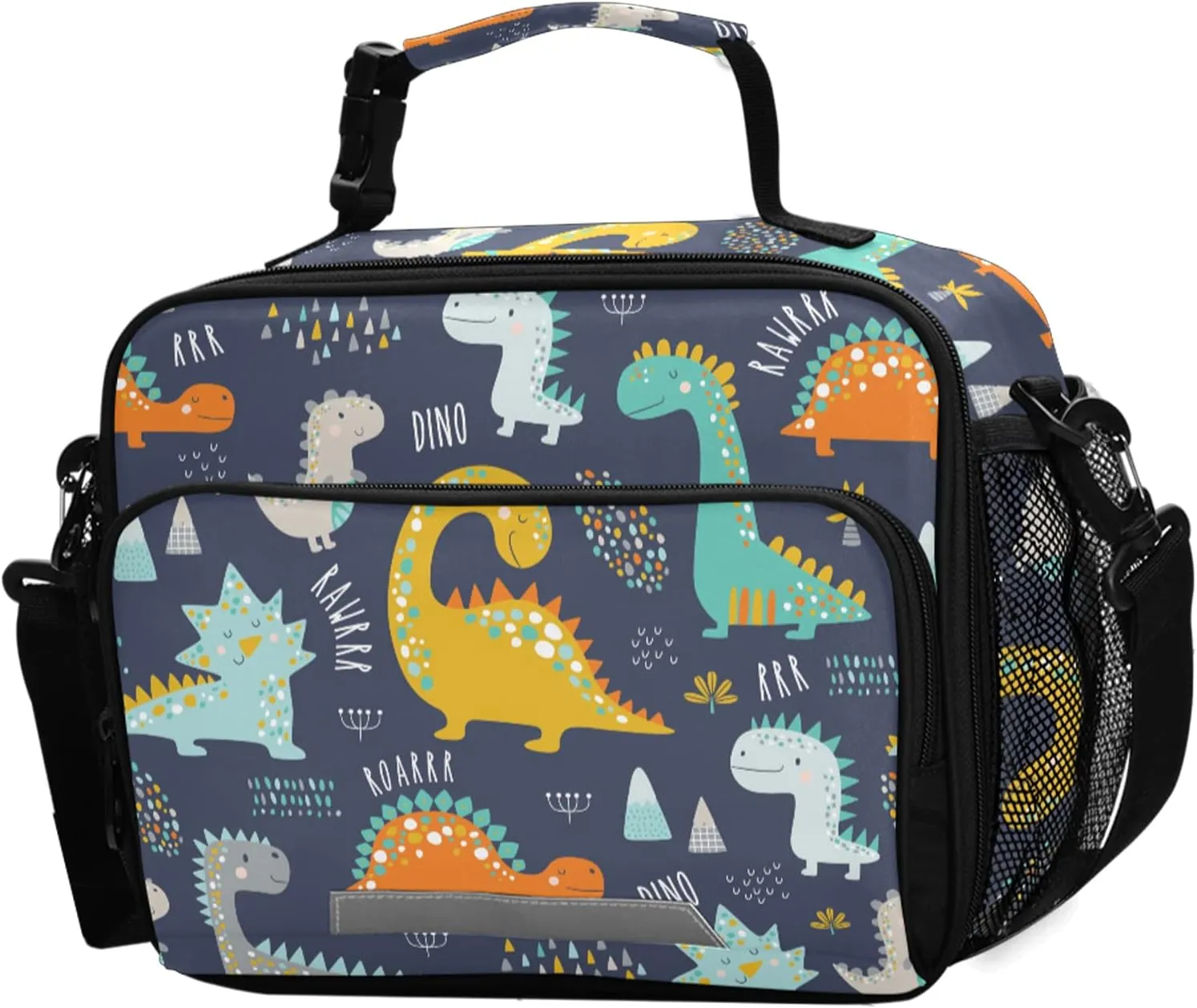 Cute Dinosaur Lunch Box Insulated Lunch Bag Boys Girls Cooler Tote Kids Shoulder Strap Reusable for School Picnic Travel Office