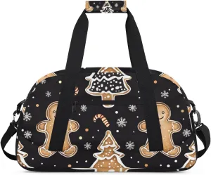 Cute Gingerbread Man Boys Girls Gym Bag Dance Perform Training Duffel Bags Weekender Carry-On Tote Luggage Bag Ideal for School Practice or Overnight Trips