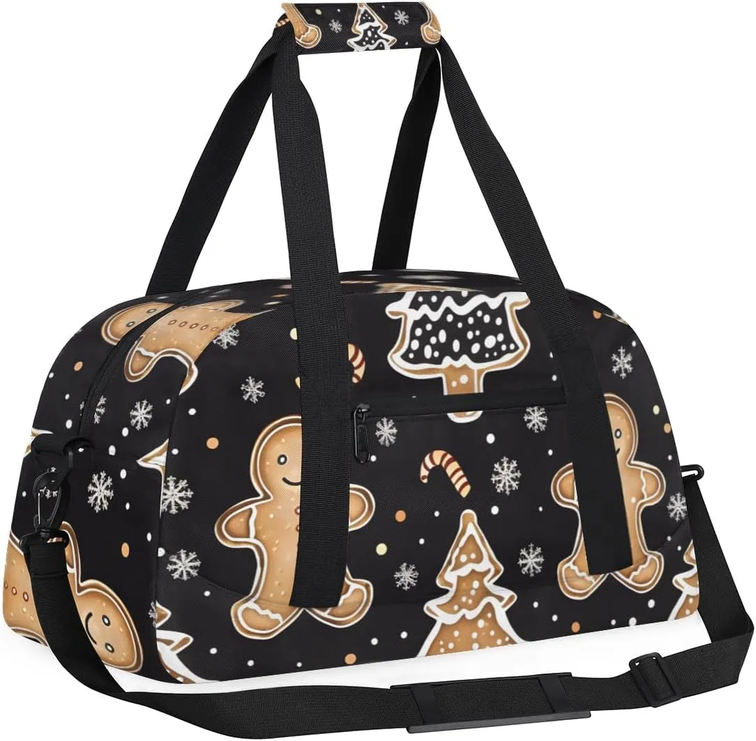 Cute Gingerbread Man Boys Girls Gym Bag Dance Perform Training Duffel Bags Weekender Carry-On Tote Luggage Bag Ideal for School Practice or Overnight Trips