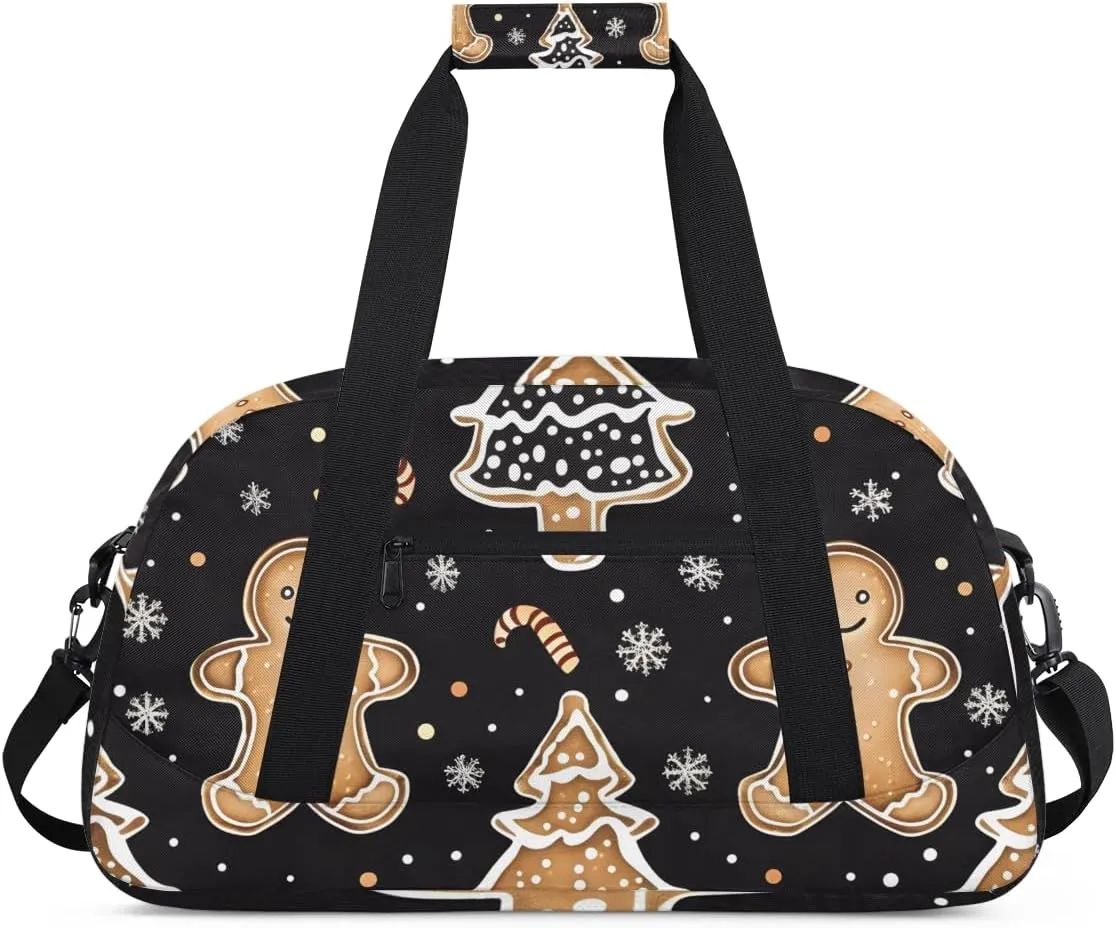 Cute Gingerbread Man Boys Girls Gym Bag Dance Perform Training Duffel Bags Weekender Carry-On Tote Luggage Bag Ideal for School Practice or Overnight Trips