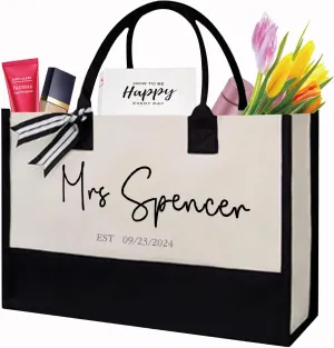 CXCC Mrs. Last Name Tote Bag - Personalized Wedding Bridal Shower Gift