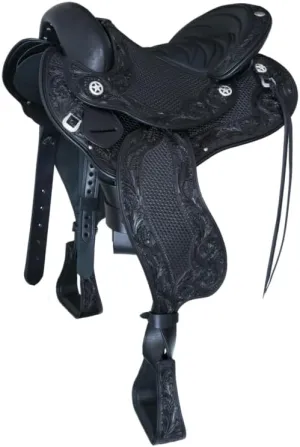 D&L Saddlery Handmade Comfort Trail Without Horn Leather Endurance Hornless Equestrian Horse Saddle for Horseback Riding Size 14" to 18" inch Seat Available, M06