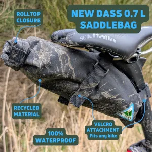 Dass 0.7L Waterproof Saddle Bag Black