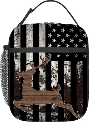 Deer Lunch Box for Kids Adults, Cooler Tote Reusable Insulated Multi-Compartment Lunch Bag Container, Deer Lunch Box with Water Bottle Holder, Gift for Office Picnic Travel School