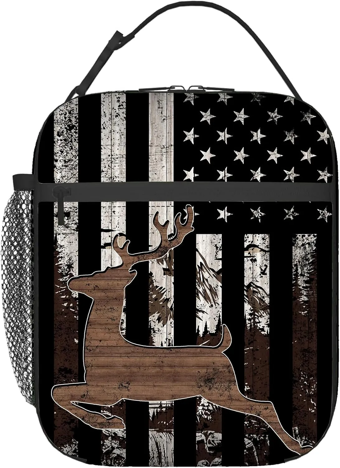 Deer Lunch Box for Kids Adults, Cooler Tote Reusable Insulated Multi-Compartment Lunch Bag Container, Deer Lunch Box with Water Bottle Holder, Gift for Office Picnic Travel School