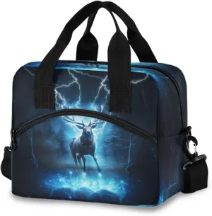 Deer Night Lunch Box for Men Women Adults Insulated Lunch Bag Cooler Bag with Adjustable Shoulder Strap for Work Picnic Travel