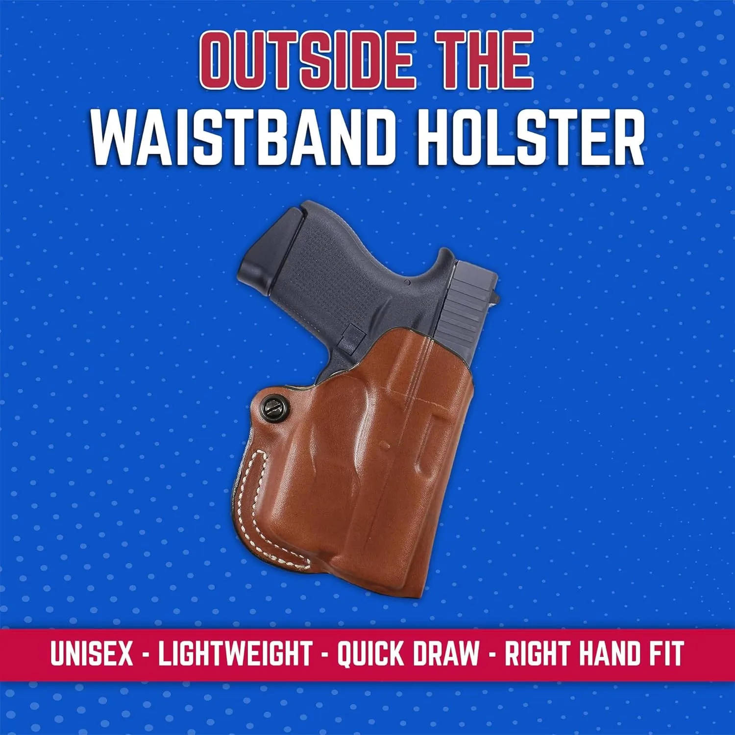 DeSantis Mini Scabbard OWB Holster - Holster OWB, Leather Pistol and Revolver Holster, Open Carry Gun Holster for Men & Women, Quick Draw, Discreet, Compact & Adjustable, Fits 1 3/4" Belt