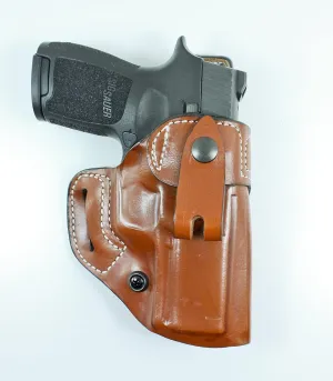 DeSantis Osprey IWB/OWB Gun Holster - IWB and OWB Holster, Leather Pistol Holster for Men and Women, Compatible with SIG P250C, P320C, P320 XCompact - Right Hand Draw, Tan