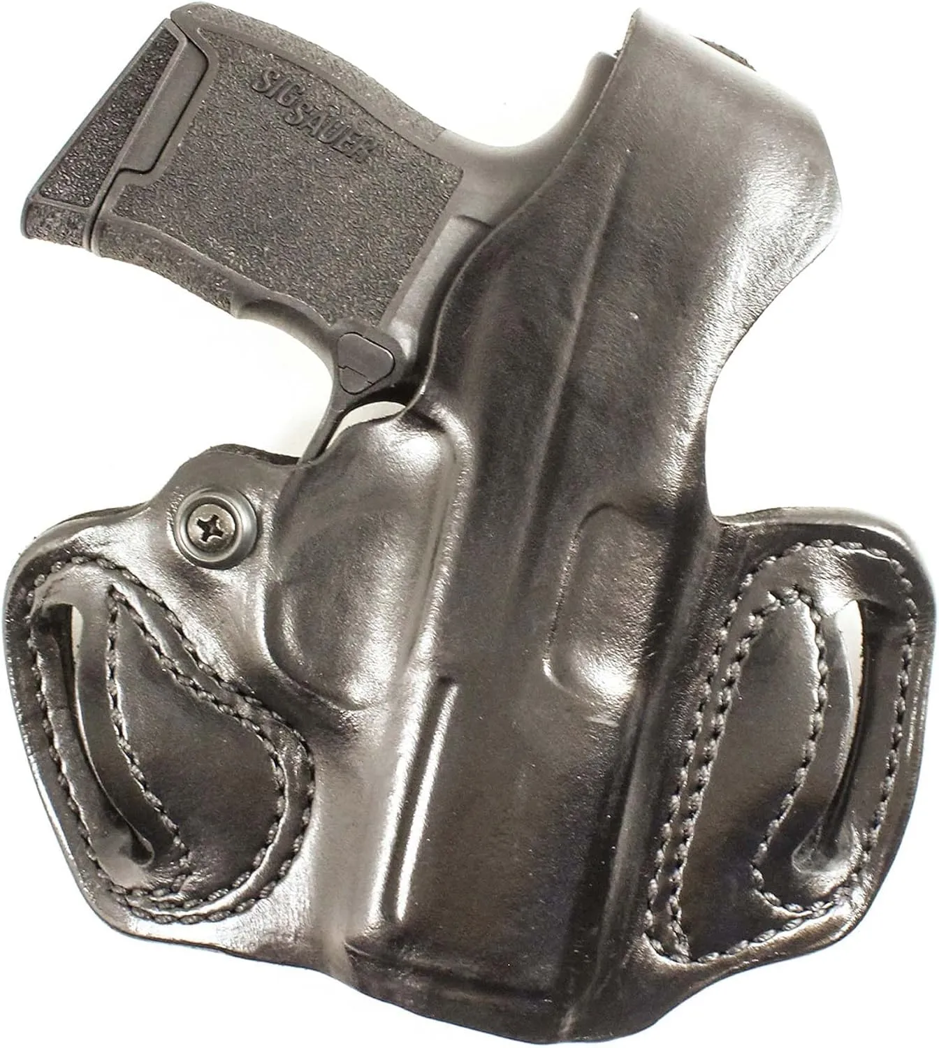 DeSantis Thumb Break Mini Slide Holster- Leather Holsters for Pistols, OWB Holster Compatible with SIG Sauer P365, P365 XL, P365 SAS, P365 XL w/ ROMEO ZERO, P365X w/ ROMEO ZERO - Left Hand Draw, Black