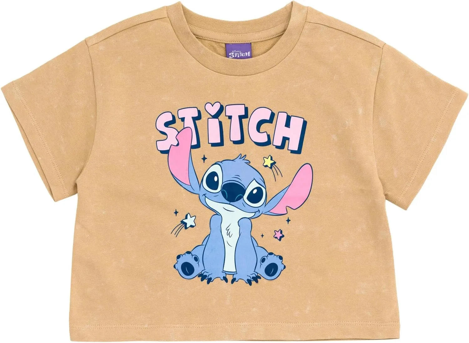 Disney Lilo & Stitch Girls French Terry Cropped Drop Shoulder T-Shirt & Skirt Outfit Toddler to Big Kid Sizes (2T - 14-16)