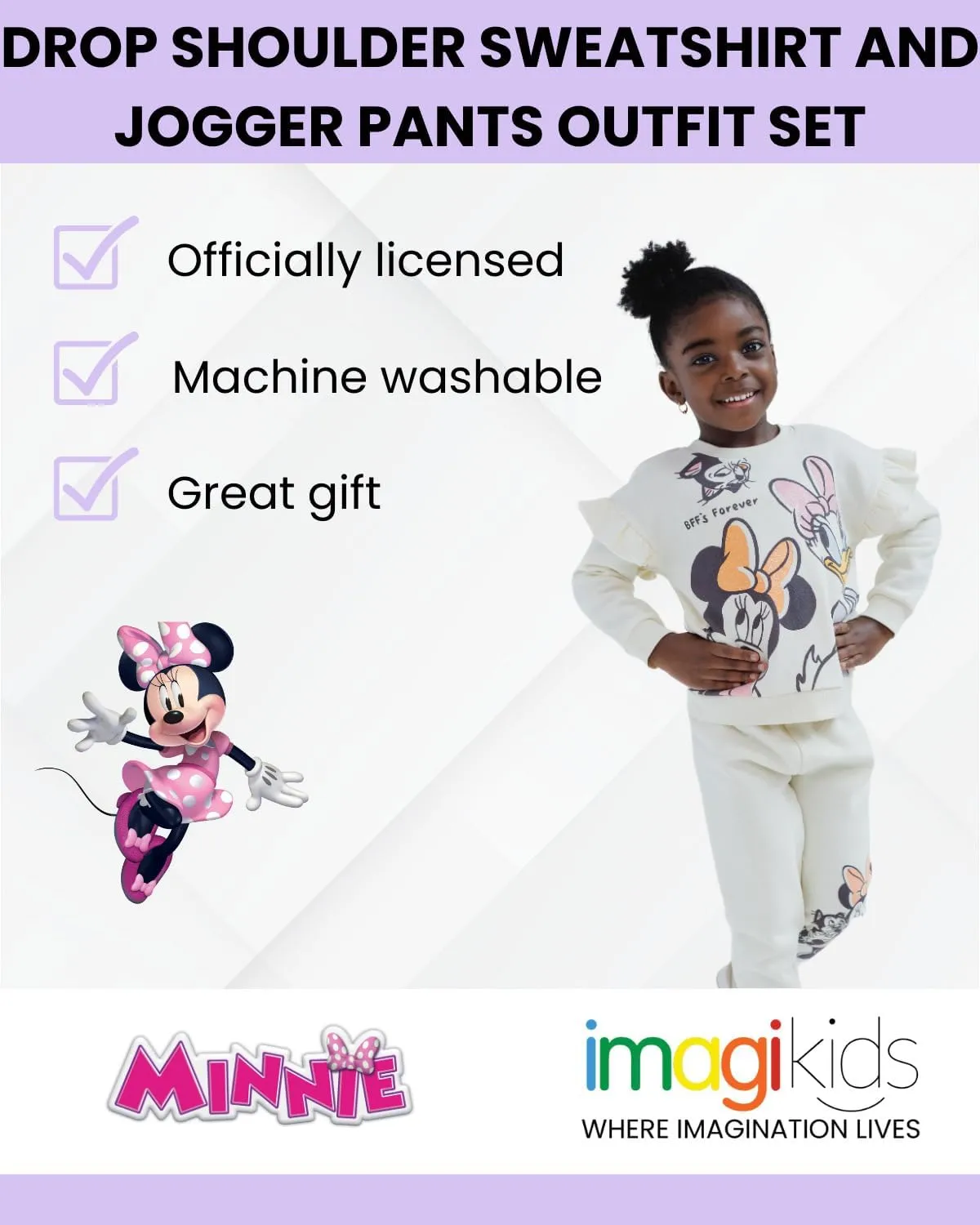 Disney Minnie Mouse Fleece Sweatshirt and Pants Outfit Set Newborn to Big Kid Sizes (Newborn - 14-16)