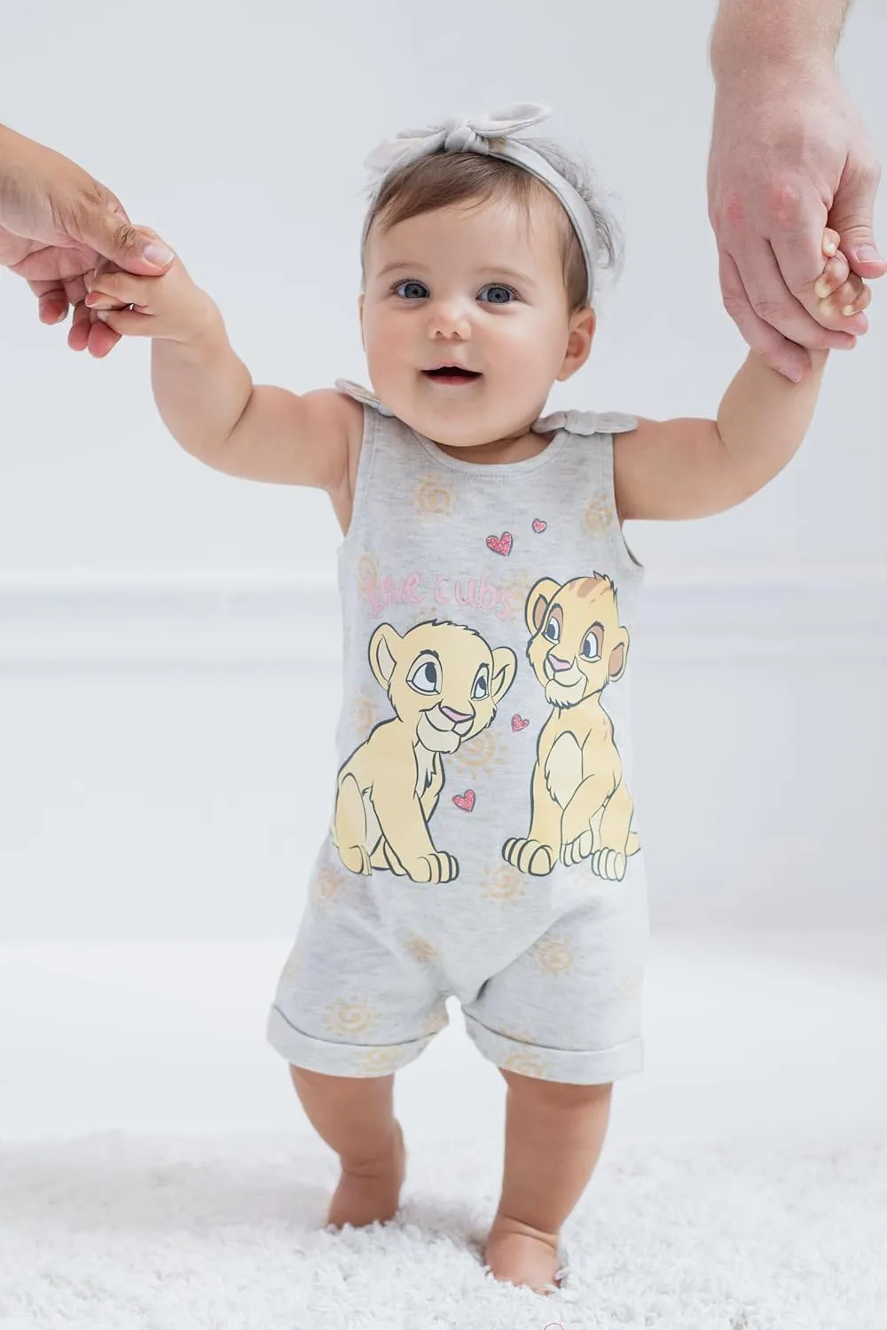 Disney Minnie Mouse Winnie the Pooh Lion King Lilo & Stitch Simba Romper and Headband Newborn to Toddler