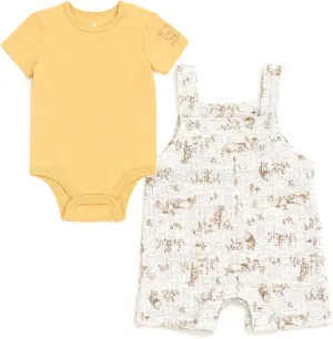 Disney Winnie the Pooh Mickey Mouse Minnie Mouse Baby Bodysuit and Short Overalls Outfit Set Newborn to Infant