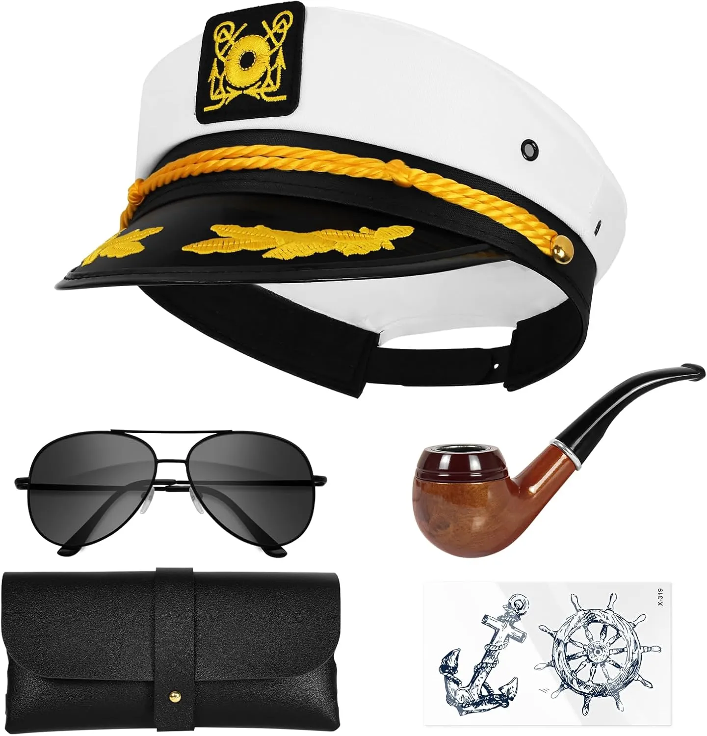 dodowin Captain Sailor Hats for Women Men, Adjustable Boat Yacht Rock Costumes for Hugh Hefner Playboy Party