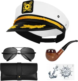 dodowin Captain Sailor Hats for Women Men, Adjustable Boat Yacht Rock Costumes for Hugh Hefner Playboy Party
