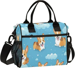 Dog Soar in The Clouds Large Insulated Lunch Bag for Office Work School Picnic Reusable Tote Bag