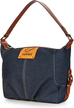 DOMAT Shoulder Bag For Women＆Men,Casual Handbag With Leather Trim,Large Capacity Hobo Tote Bag For Daily Use