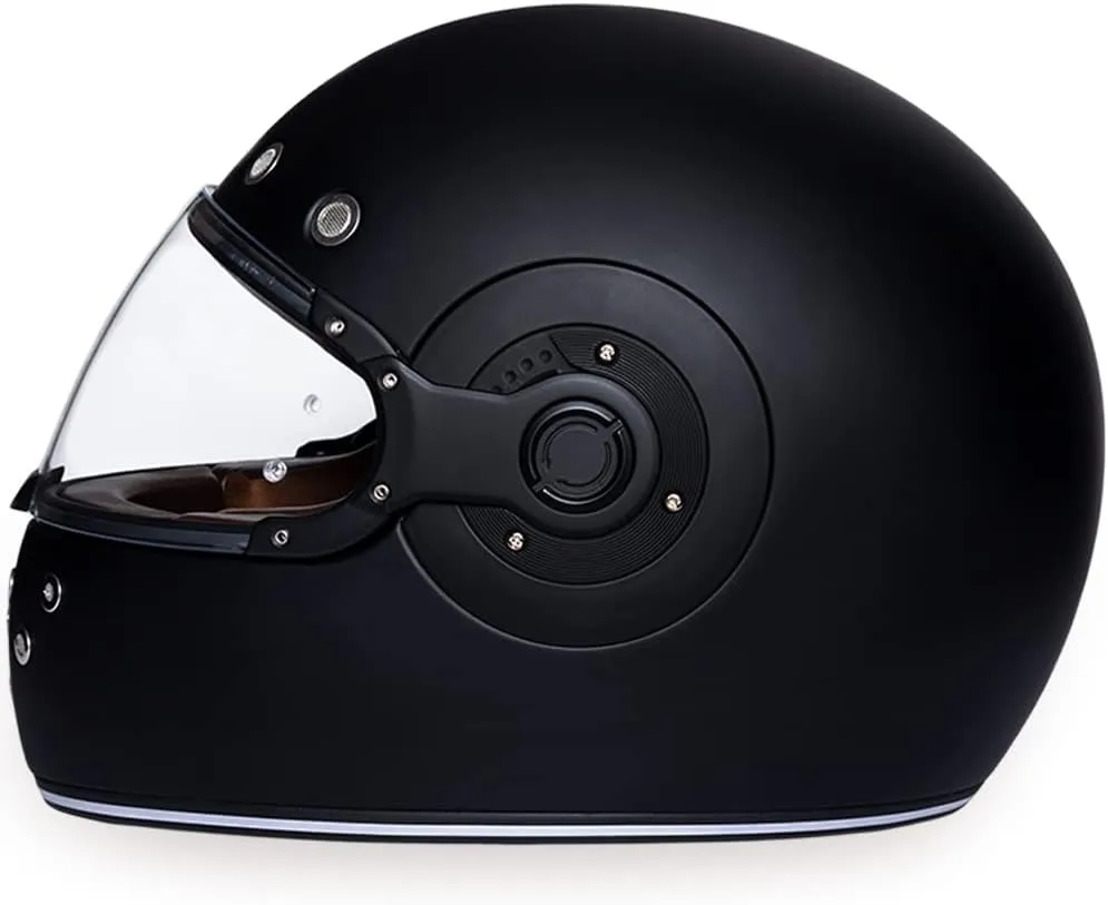 DOT Daytona Retro Full Face Motorcycle Helmet: Vintage Style for Men, Women, & Youth - Dull Black W/ Dull Black Accents