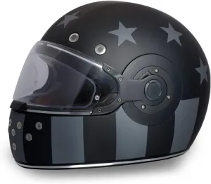 DOT Daytona Retro Full Face Motorcycle Helmet: Vintage Style for Men, Women, & Youth - Dull Black W/ Dull Black Accents