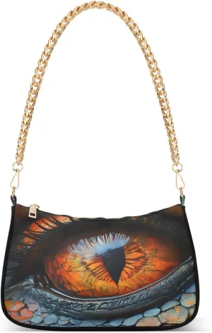 Dragon Eye Shoulder Handbags for Women Travel Hobo Tote Handbag Women Gold Chain Shoulder Bags Purse with Zipper Closure