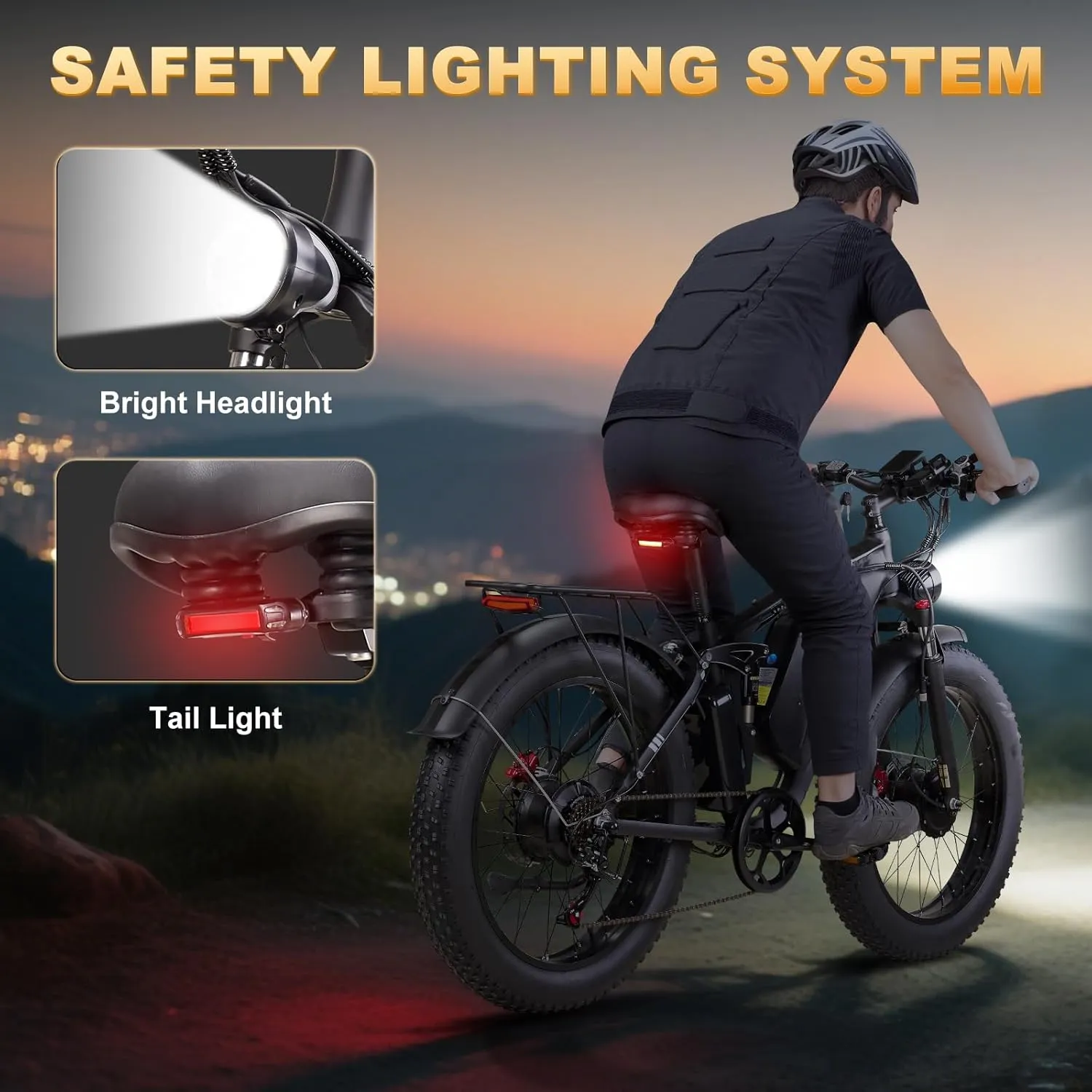 Dual Motor Ebike for Adult Men Women 45MPH/37MPH - Peak 5000W/4000W Electric Mountain Bike with 52V 34Ah/23AH Battery Up to 105Miles/90Miles,24"/26"*4 Fat Tire E-Bike,Full Suspension Electric Bicycle