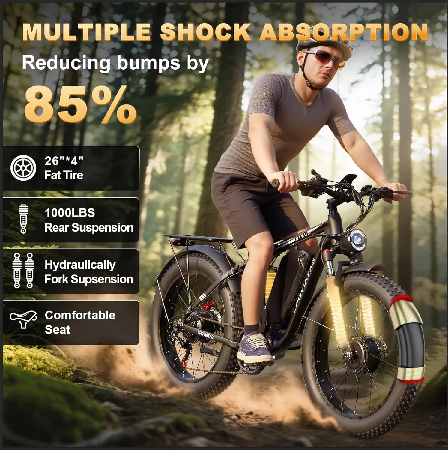 Dual Motor Ebike for Adult Men Women 45MPH/37MPH - Peak 5000W/4000W Electric Mountain Bike with 52V 34Ah/23AH Battery Up to 105Miles/90Miles,24"/26"*4 Fat Tire E-Bike,Full Suspension Electric Bicycle