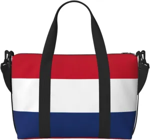 Dutch flag print Travel Duffle Bag,Weekender Bags,Gym Duffel Bag,Luggage Duffle Overnight for Women Men