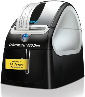 Dymo LabelWriter 450 Duo Label Maker, Black, Silver