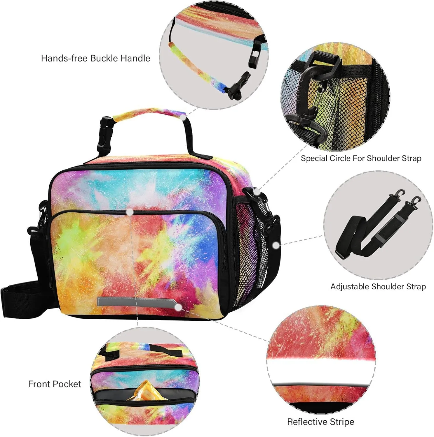 Eionryn Dust Explode Lunch Bags Lunch Box Insulated Cooler Bag Reusable Tote Shoulder Bag for Picnic Meal Office Outdoor