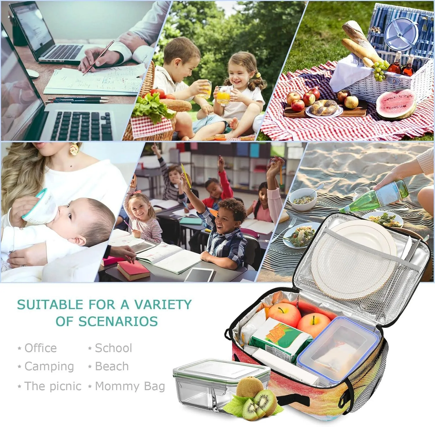 Eionryn Dust Explode Lunch Bags Lunch Box Insulated Cooler Bag Reusable Tote Shoulder Bag for Picnic Meal Office Outdoor