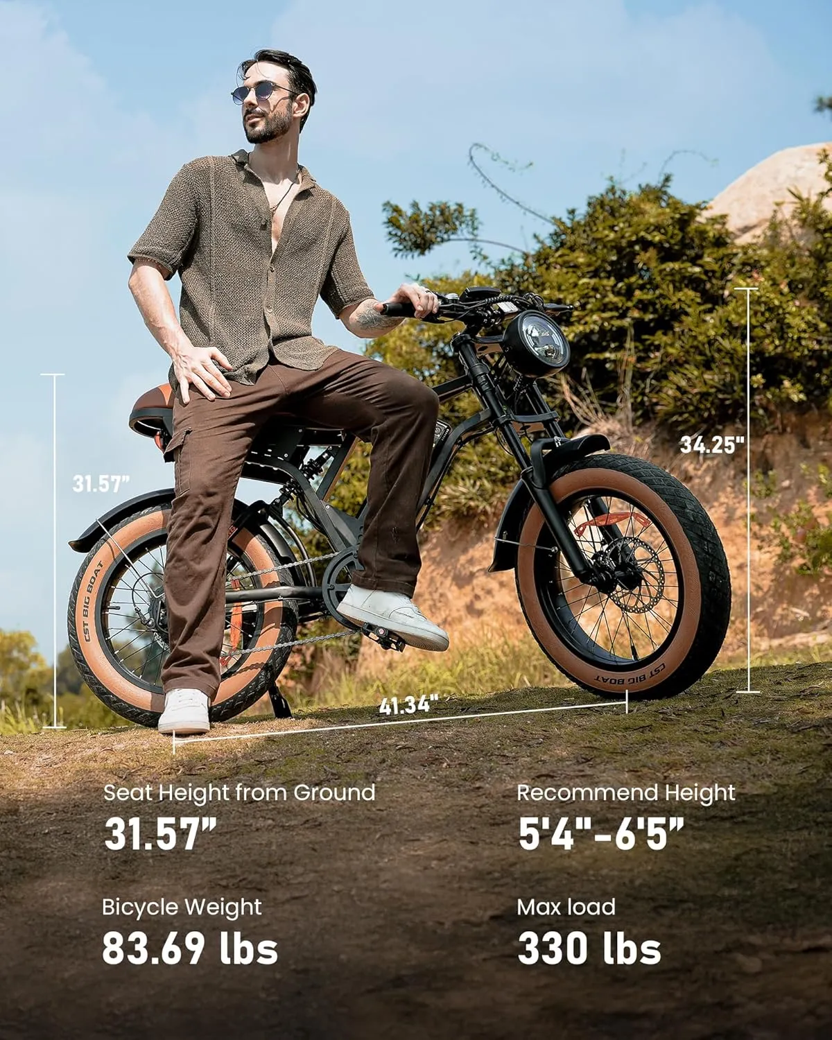 Electric Bike Adults 750/1500W Ebike 20/28MPH, 55-75 Miles Electric Motorcycle with 10.4/13AH Battery, 20" Fat Tire Electric Dirt Bike 7-Speed E-Bike Full Suspension, 𝗥/𝗟 𝗧𝘂𝗿𝗻 𝗛𝗲𝗮𝗱𝗹𝗶𝗴𝗵𝘁