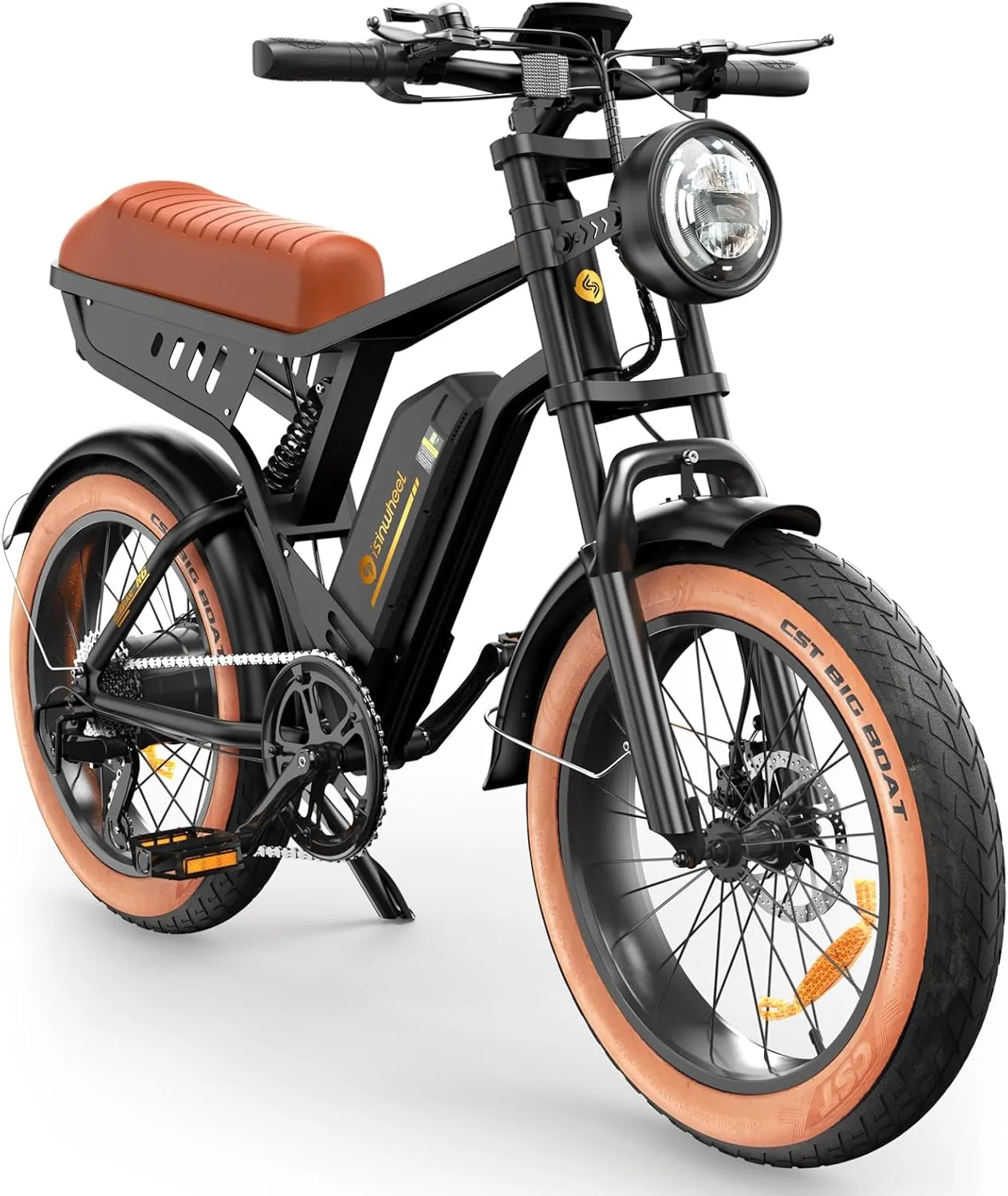 Electric Bike Adults 750/1500W Ebike 20/28MPH, 55-75 Miles Electric Motorcycle with 10.4/13AH Battery, 20" Fat Tire Electric Dirt Bike 7-Speed E-Bike Full Suspension, 𝗥/𝗟 𝗧𝘂𝗿𝗻 𝗛𝗲𝗮𝗱𝗹𝗶𝗴𝗵𝘁