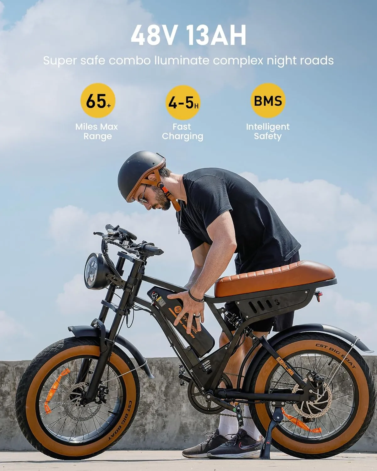 Electric Bike Adults 750/1500W Ebike 20/28MPH, 55-75 Miles Electric Motorcycle with 10.4/13AH Battery, 20" Fat Tire Electric Dirt Bike 7-Speed E-Bike Full Suspension, 𝗥/𝗟 𝗧𝘂𝗿𝗻 𝗛𝗲𝗮𝗱𝗹𝗶𝗴𝗵𝘁
