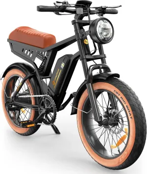 Electric Bike Adults 750/1500W Ebike 20/28MPH, 55-75 Miles Electric Motorcycle with 10.4/13AH Battery, 20" Fat Tire Electric Dirt Bike 7-Speed E-Bike Full Suspension, 𝗥/𝗟 𝗧𝘂𝗿𝗻 𝗛𝗲𝗮𝗱𝗹𝗶𝗴𝗵𝘁